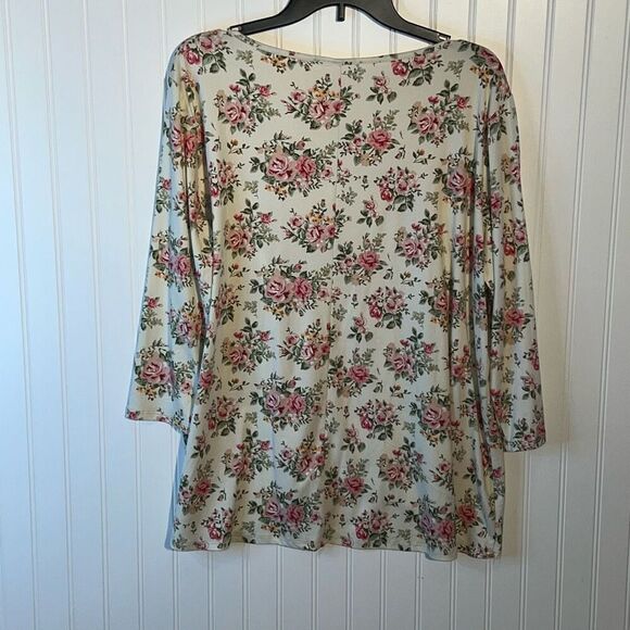 Doublju Wrap Top Women’s 2Xlarge Multicolor Floral Cottage Core 3/4 Sleeves - Picture 8 of 12